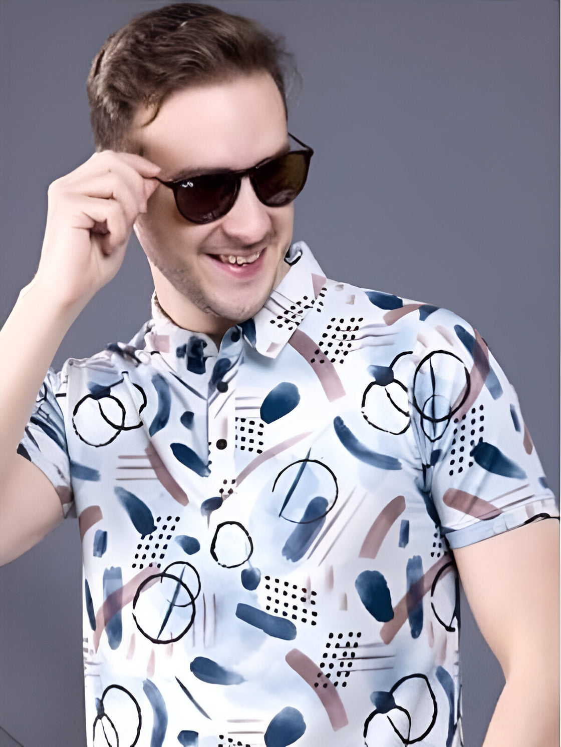 White - structual knit all over print fabric