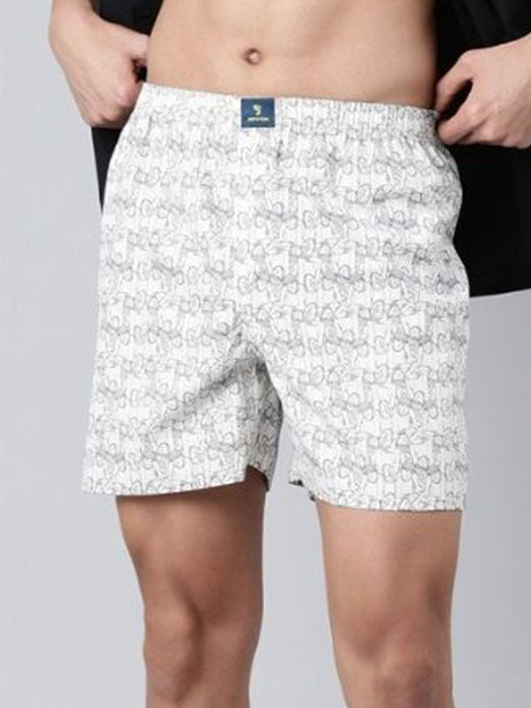 Light grey white - 100% Printed cotton fabric shorts
