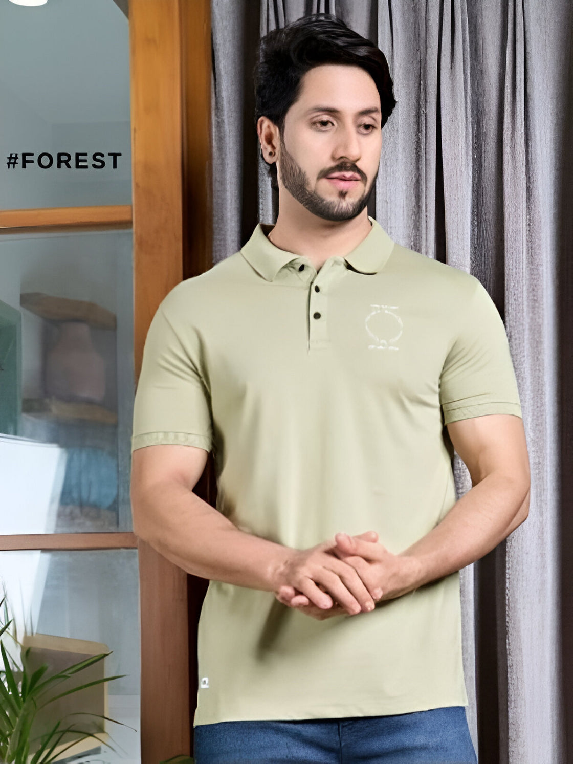 Green - cotton blended fabric