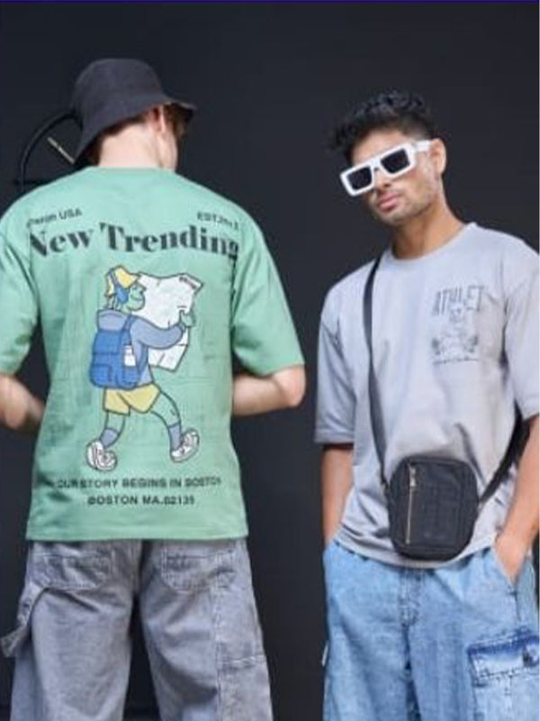 Mens Bio Wash 100% Cotton Fabric Puff Prints