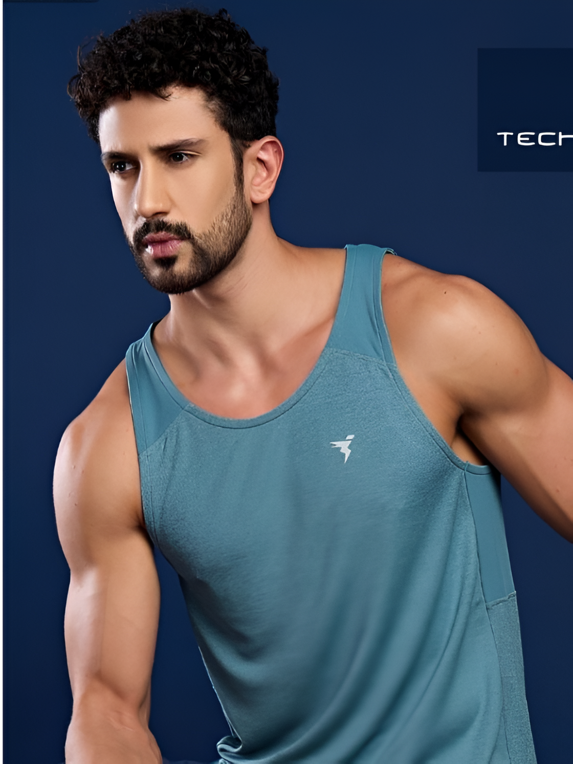 Blue - melange micro dot knit fabric