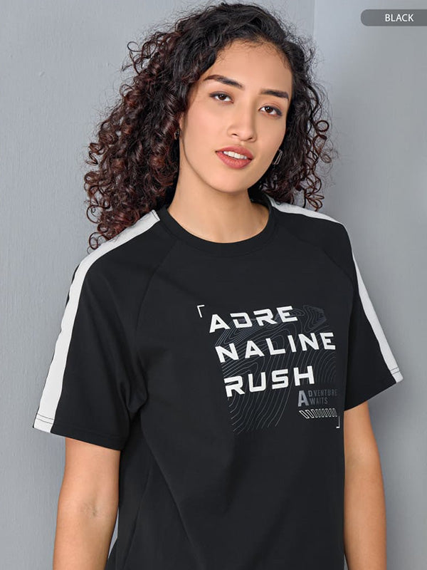 Black Womens Drop Shoulder T-Shirt