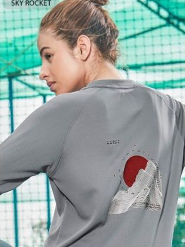 Grey Womens T-shirt Round-Neck