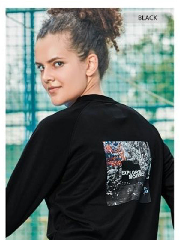 Black Womens T-shirt Round-Neck