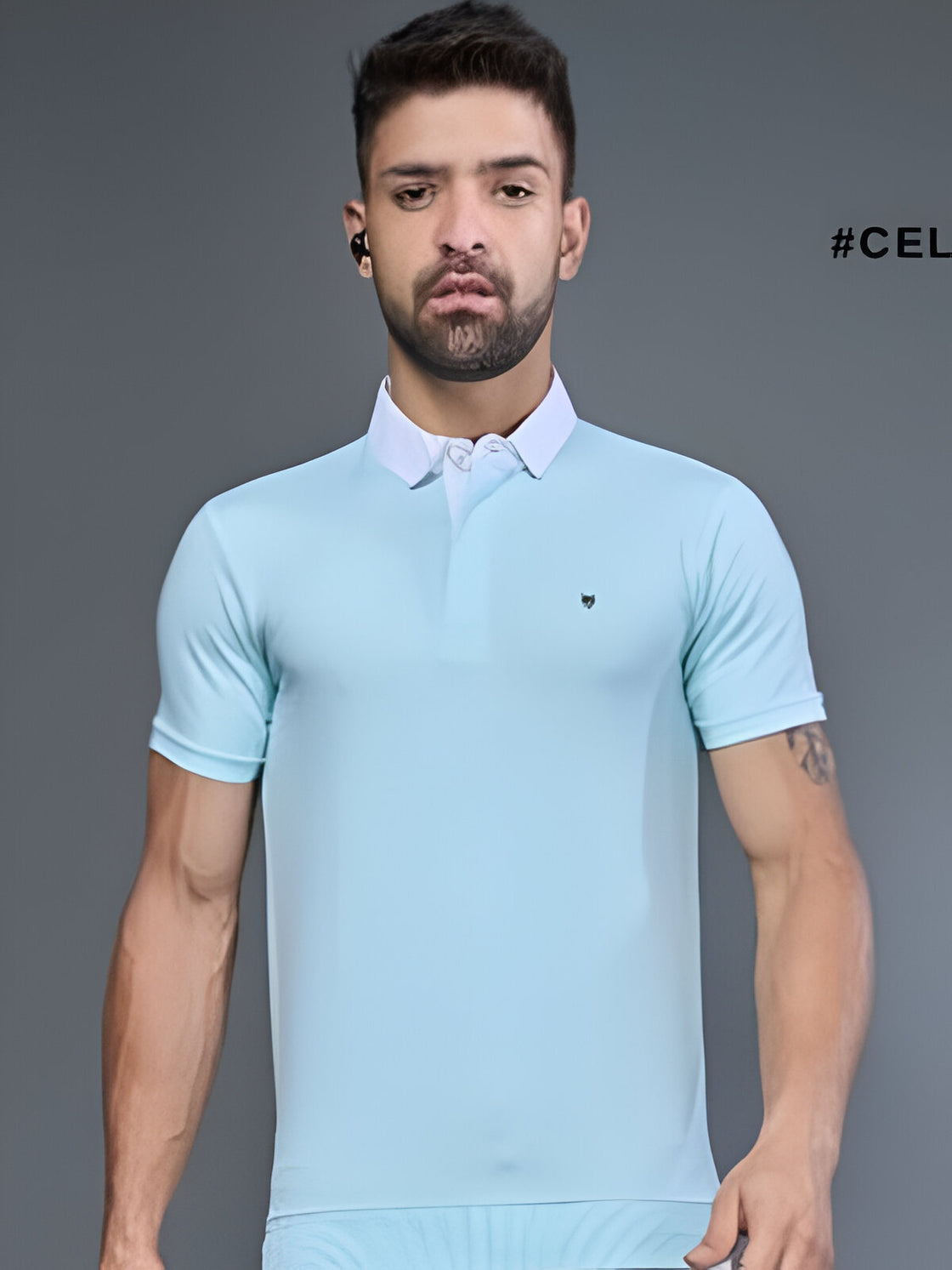 Sky blue - cotton looper fabric