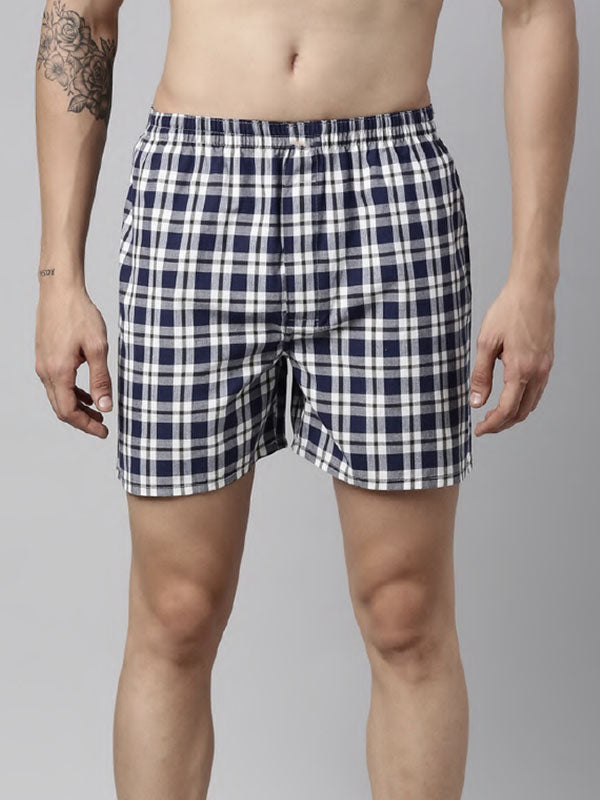 Mens Cotton Boxers Blue