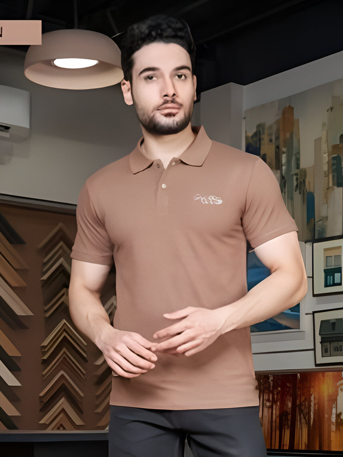 Brown - superior dot knit fabric