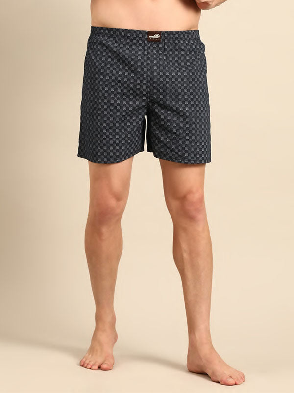 Navy 100% Printed Cotton Fabric Shorts