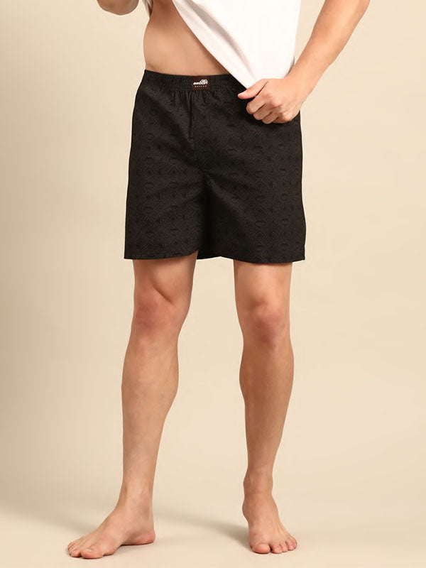 Black 100% Printed Cotton Fabric Shorts