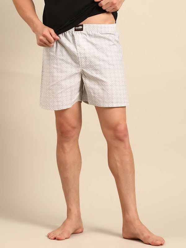 White 100% Printed Cotton Fabric Shorts