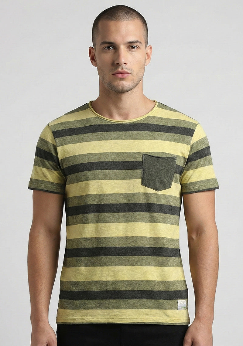 LEE COOPER T-SHIRT R\N [YELLOW-BLACK LINE]
