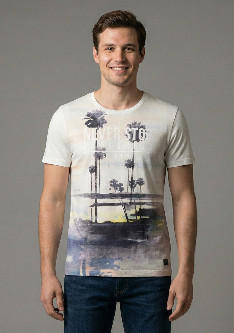 LEE COOPER T-SHIRT R\N [WHITE-BLACK PRINTED]