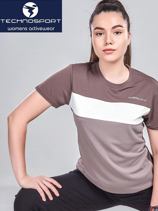 Brown Womens T-shirt Round-Neck