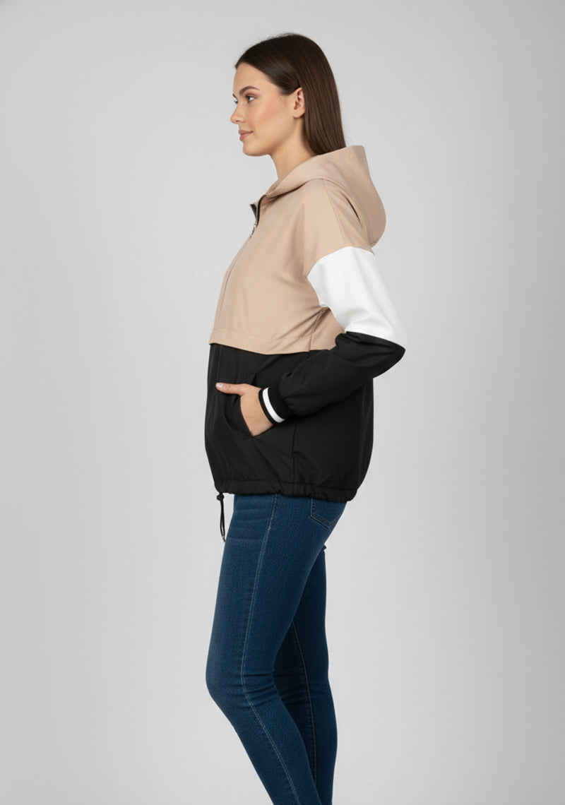 WOMEN JACKET - BEIGE AND BLACK