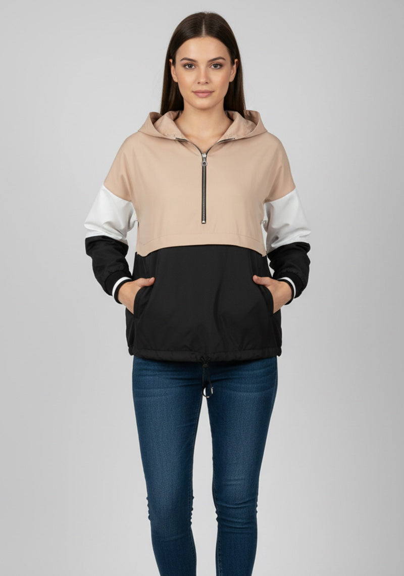 WOMEN JACKET - BEIGE AND BLACK